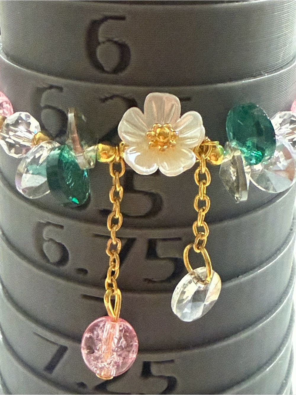 Pink Beaded Flower Charm Bracelet - Picture 5 of 5
